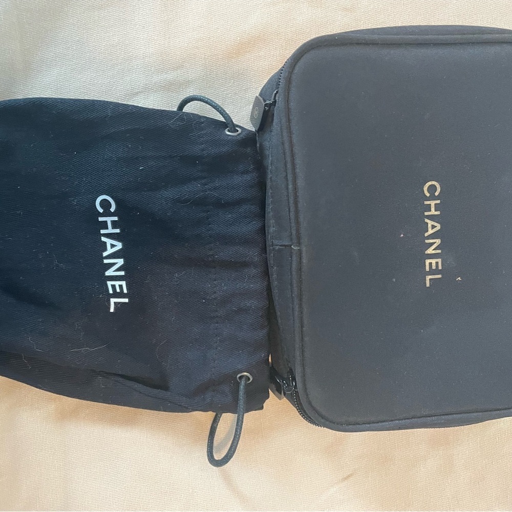 Chanel Black Travel Make-up case & Jewelry satchel